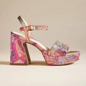 Cecelia New York Bernice Heel Colorful Sandal Sz. 7.5  NWOT orig $225 FUNKY!